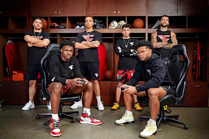 Life is great these days for the crew, including (from left) Nickmercs, Bronny James, Swagg, Rug, Kyler Murray and Temperrr.